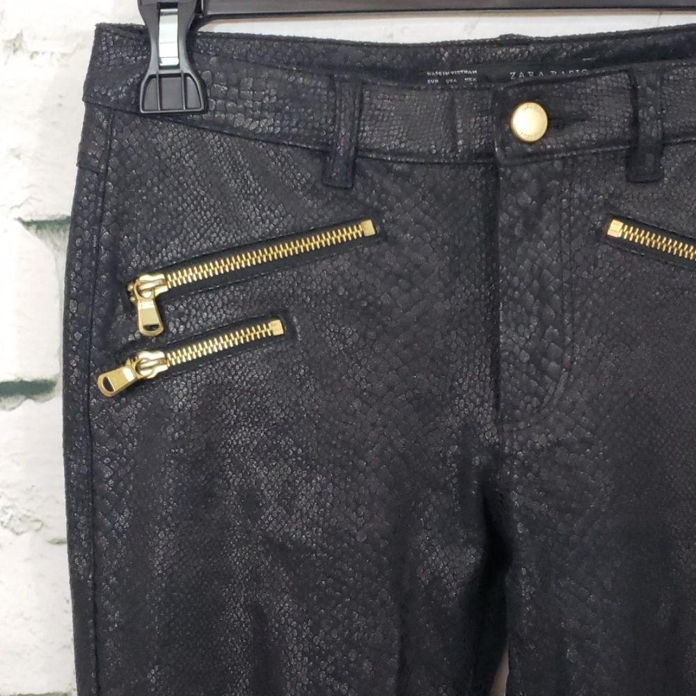 Zara Basic Black Textured Stretch Pants - image 5